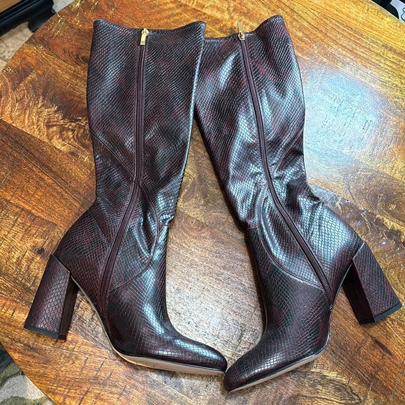 Franco Sarto Burgundy Heeled Boots - Picture 2 of 9